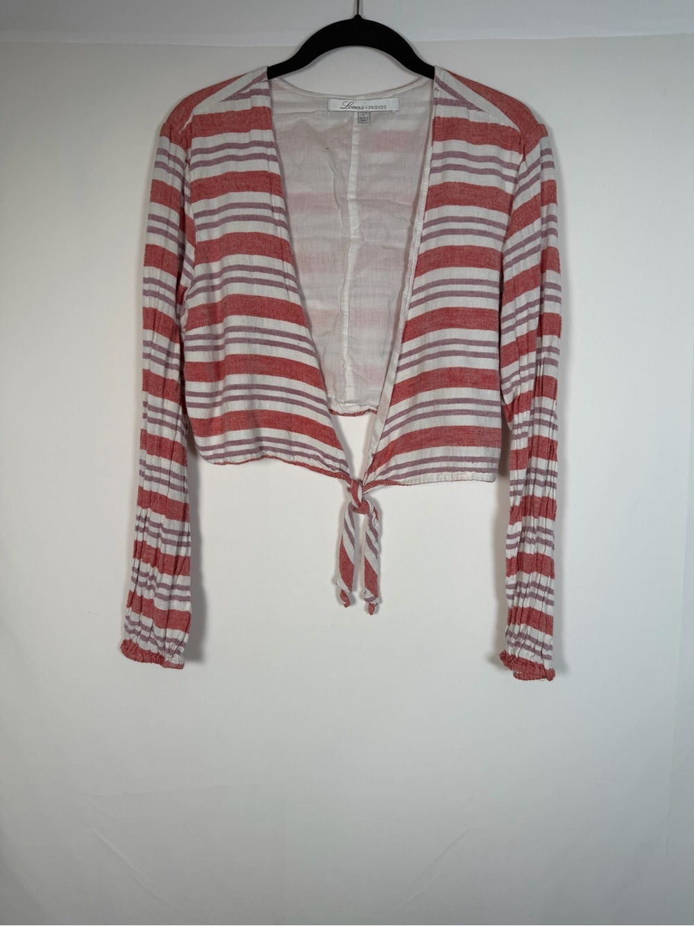 Lovers + Friends"I Think I Love You" stripe wrapβ crop top